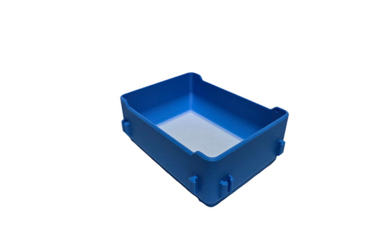 Blue plastic box on a white background