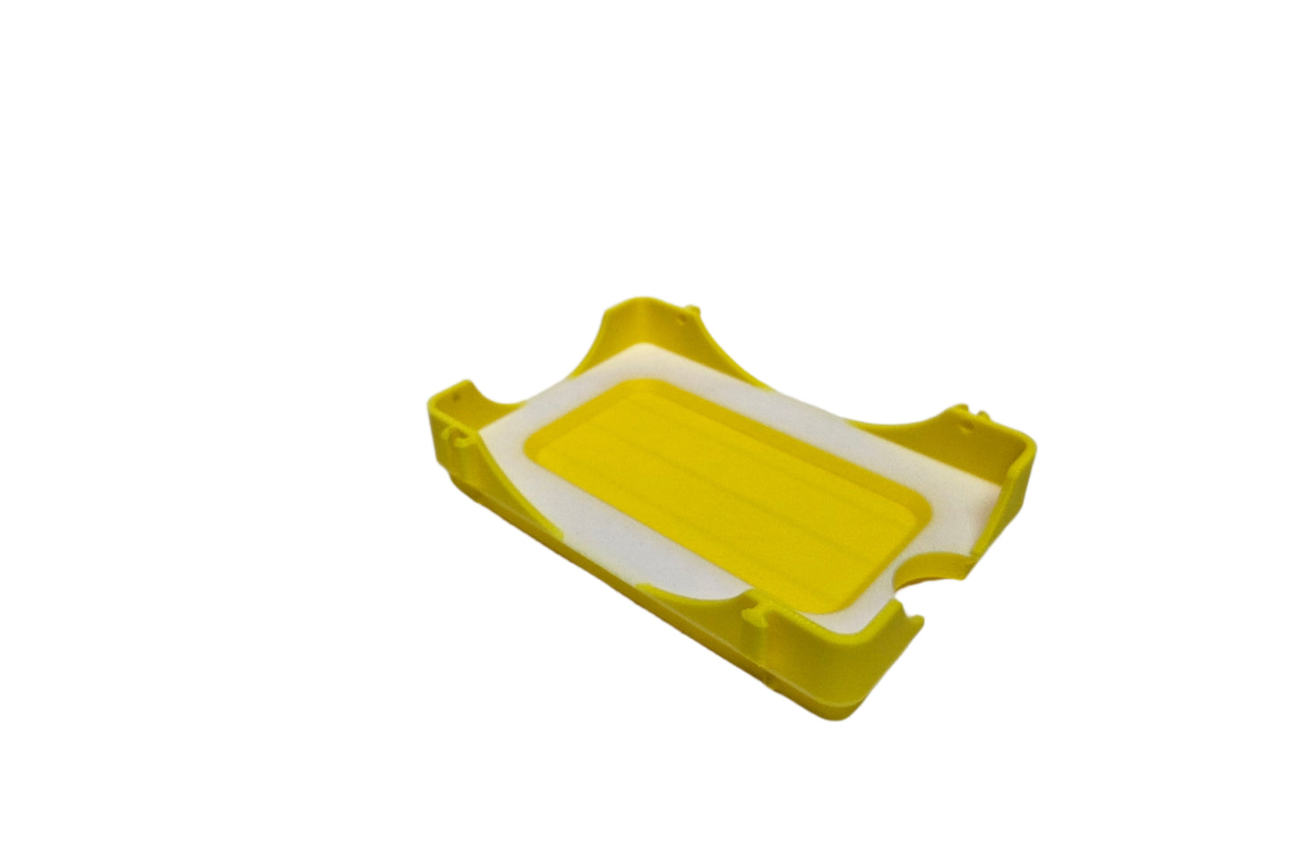 Yellow and white tray on a white background