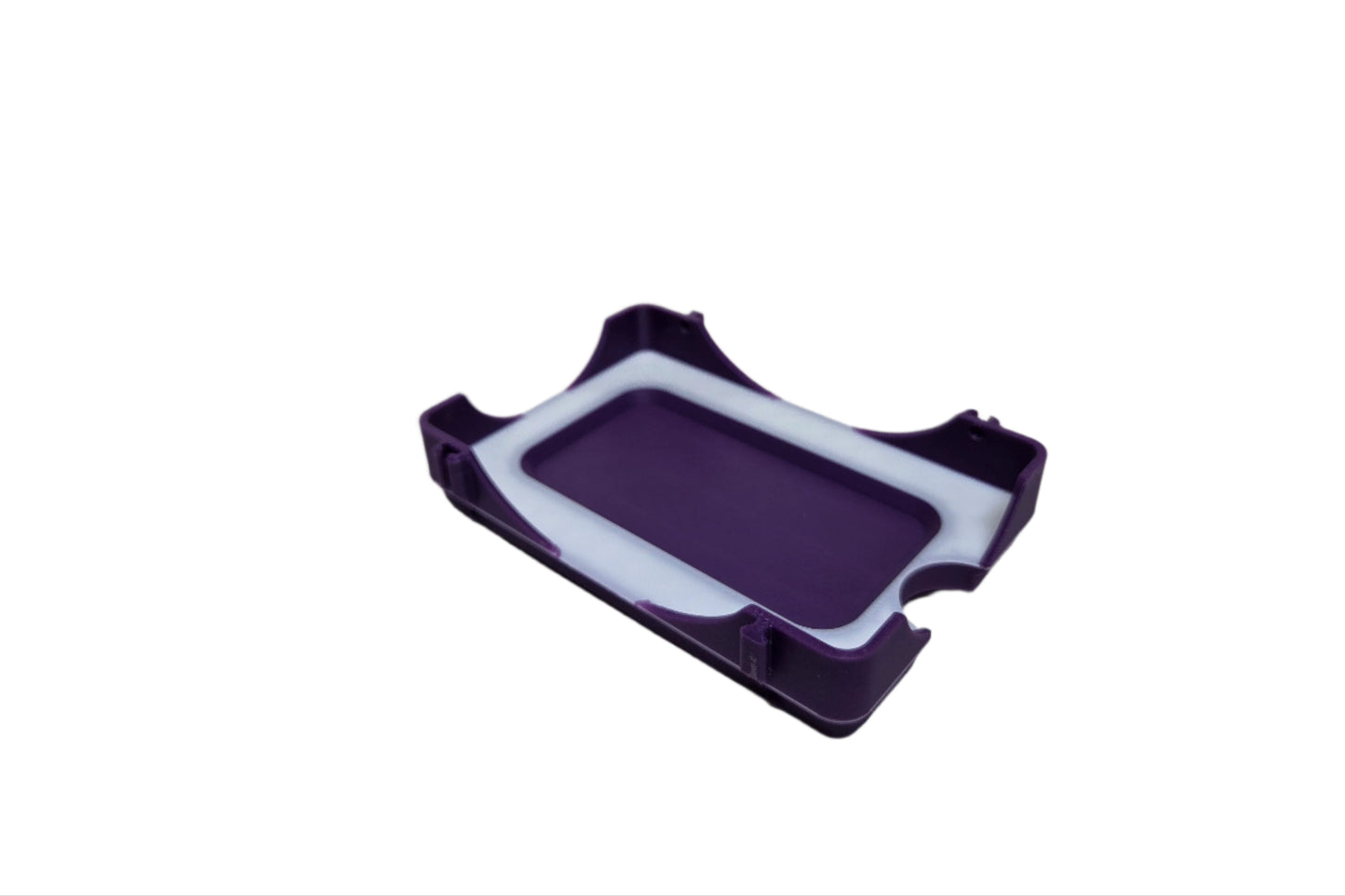 Purple and white tray on a white background