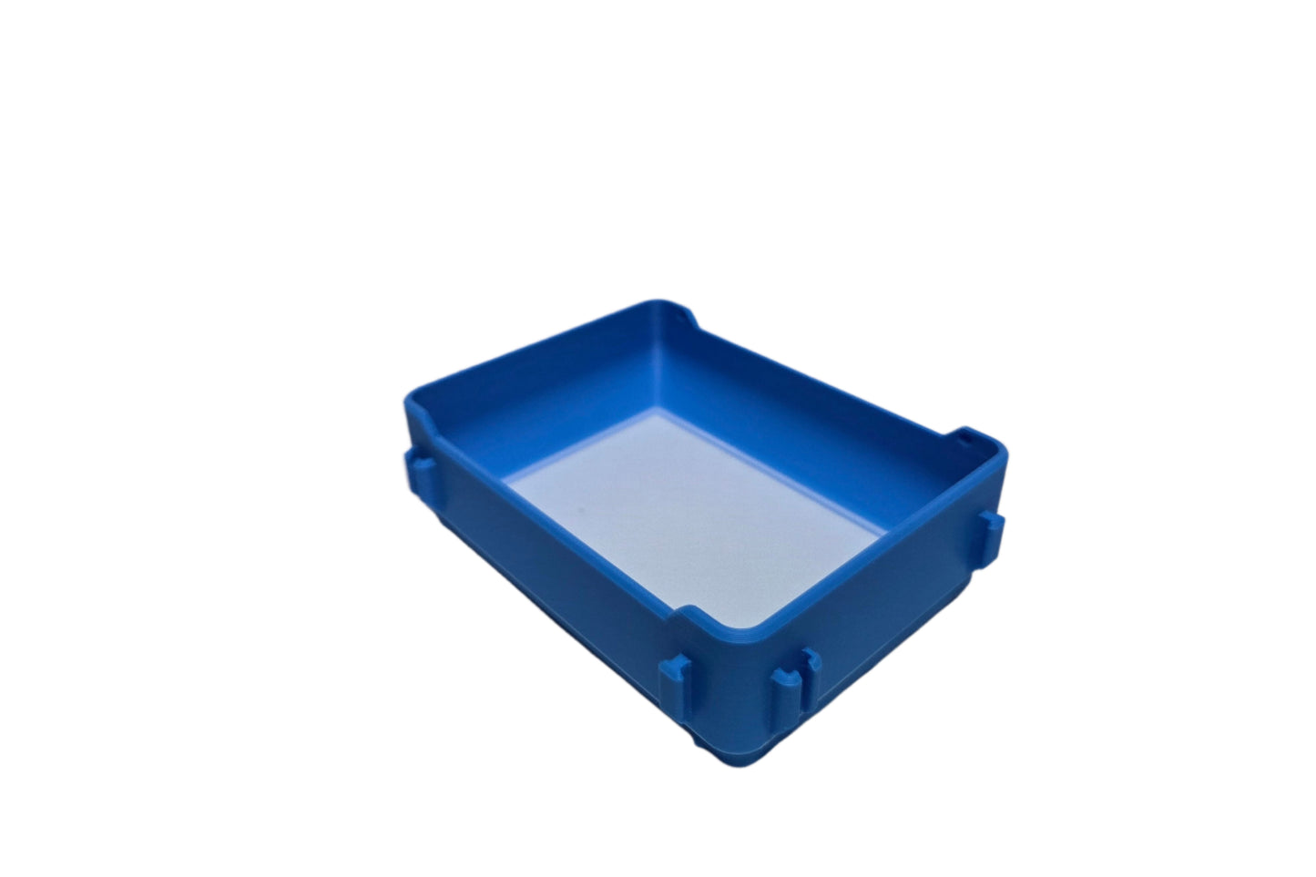 Blue plastic box on a white background
